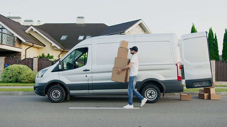 Unloading van